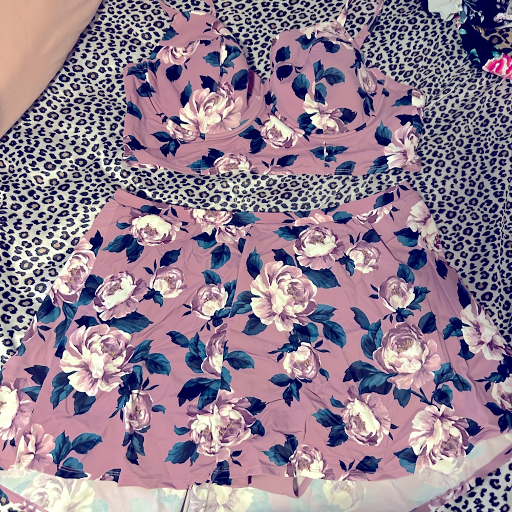Torrid purple floral swim suit